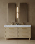 60" Freestanding Wood Veneer Vanity with Carrara Marble Countertop