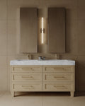60" Freestanding Wood Veneer Vanity with Carrara Marble Countertop