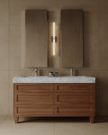 60" Freestanding Wood Veneer Vanity with Carrara Marble Countertop