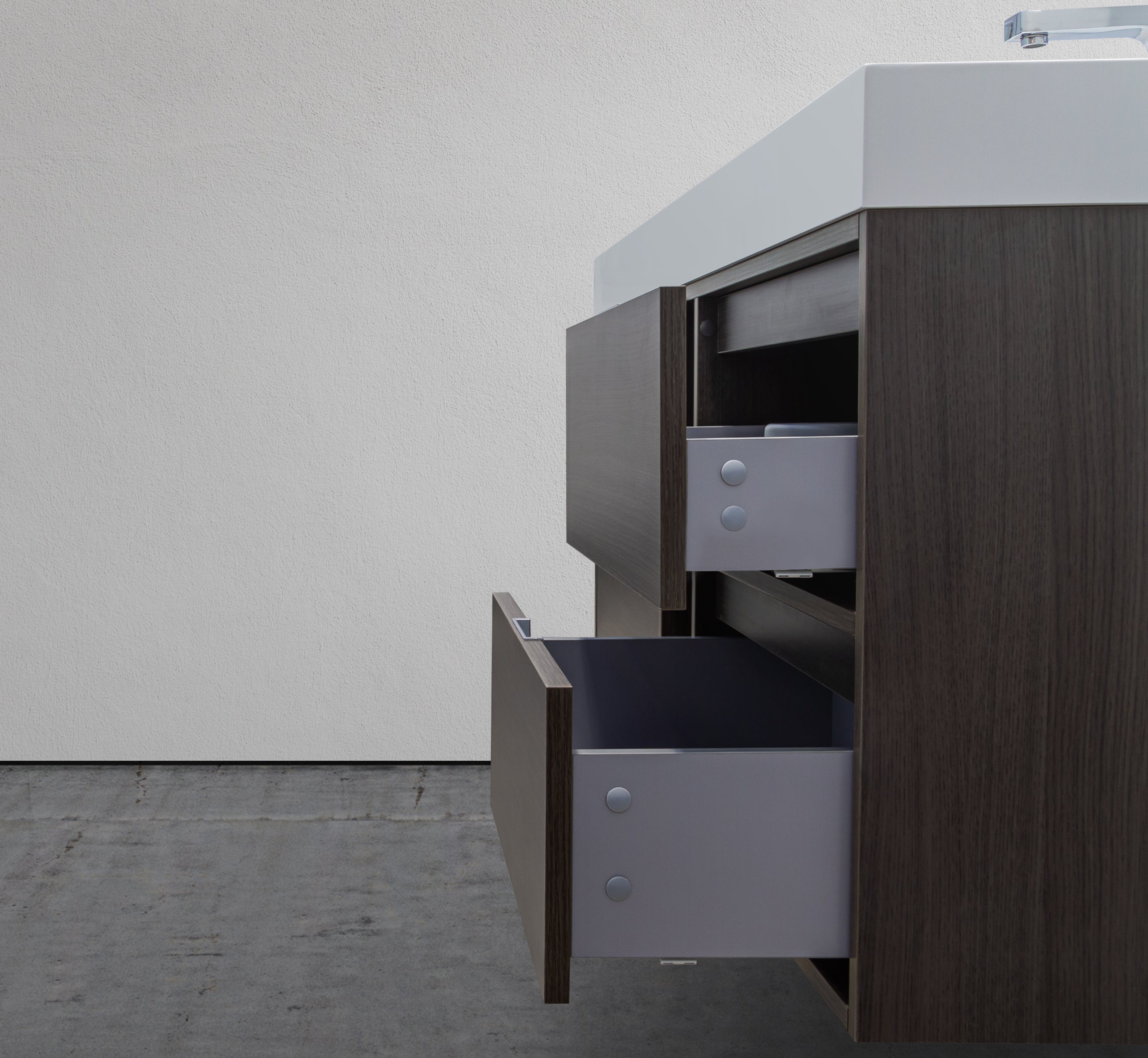 59" Wall-Mounted Double Sink Melamine Modern Vanity