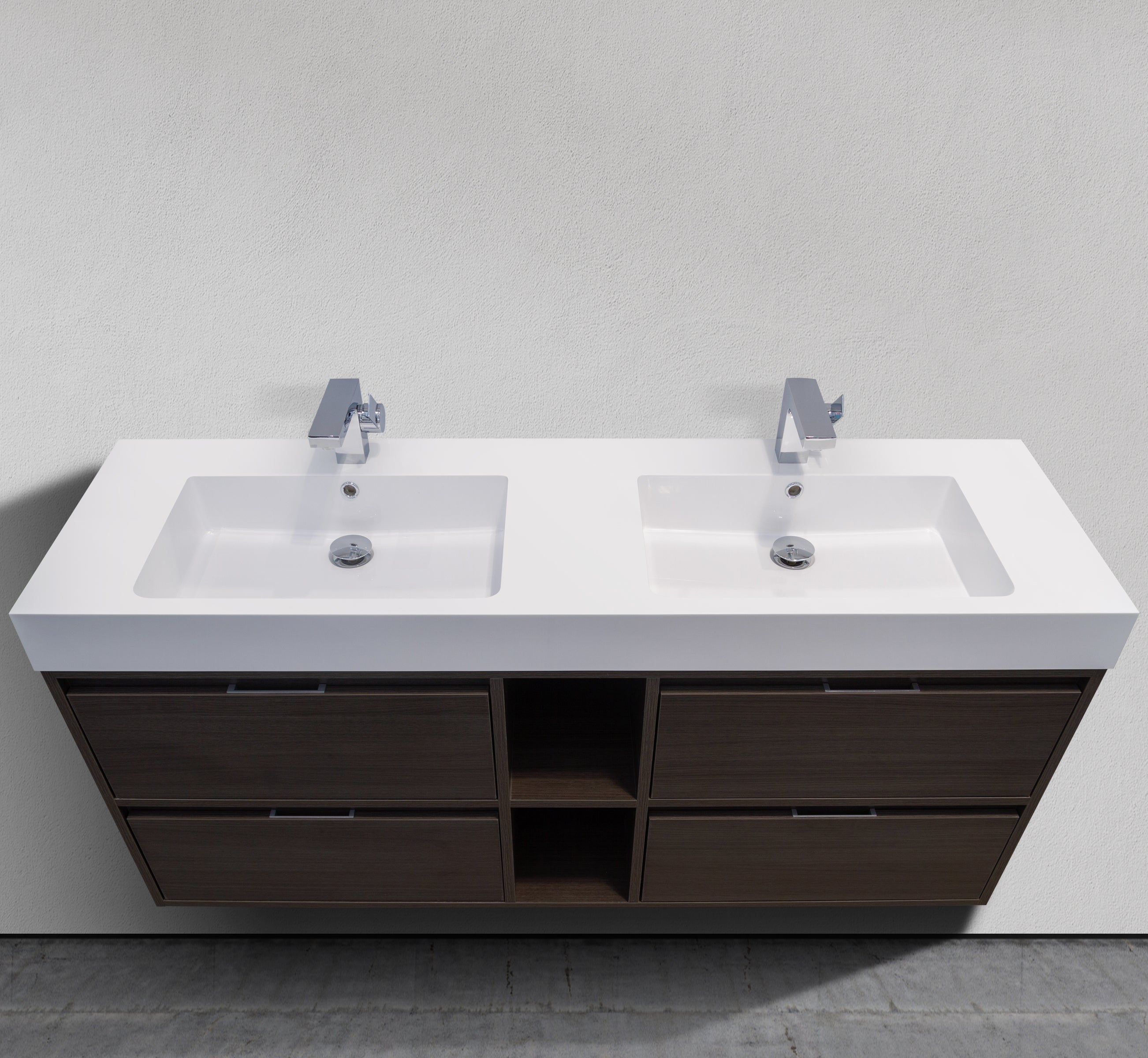 59" Wall-Mounted Double Sink Melamine Modern Vanity