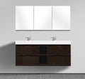 59" Wall-Mounted Double Sink Melamine Modern Vanity