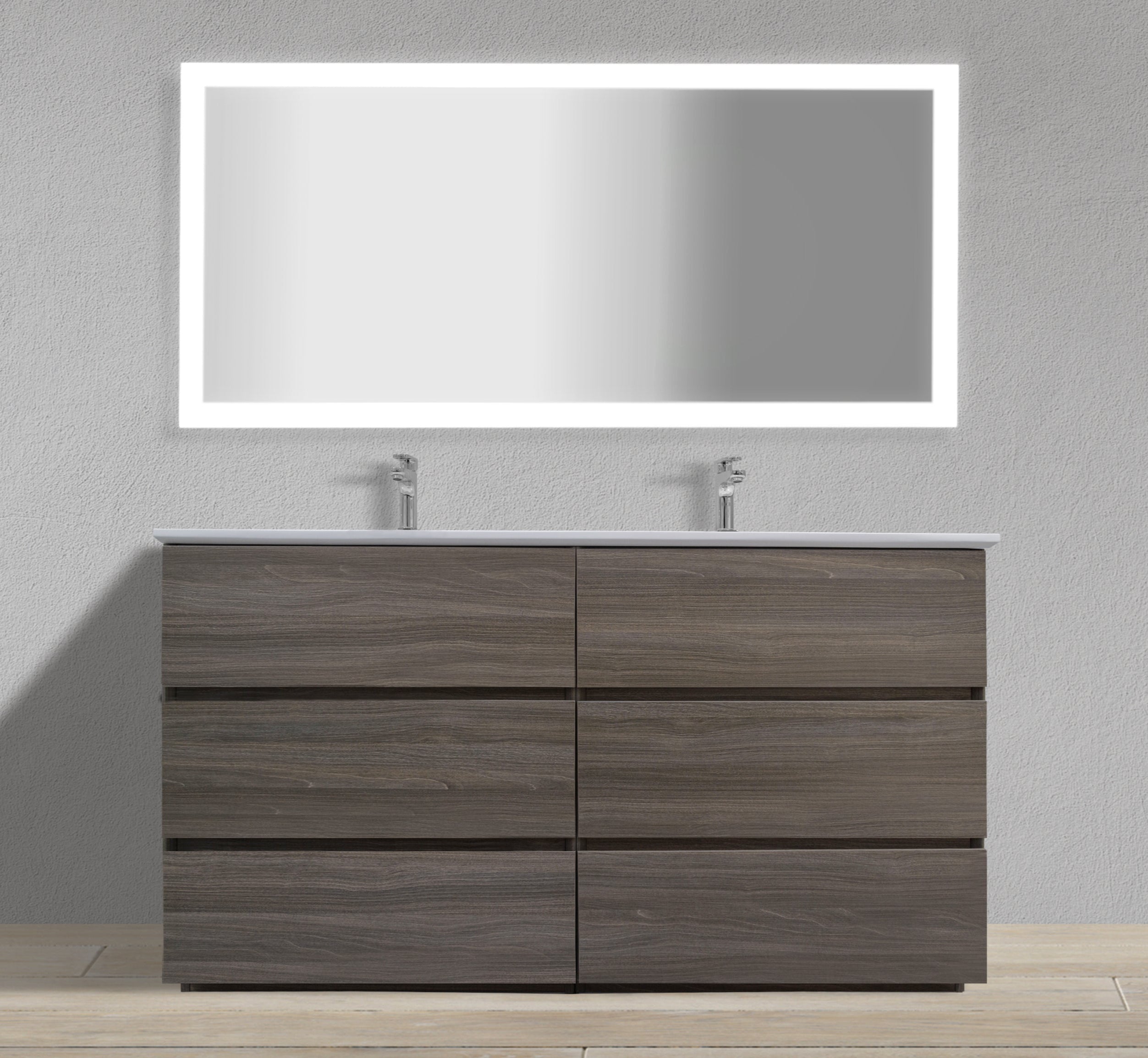 60" Freestanding Modern Vanity with Textured Countertop
