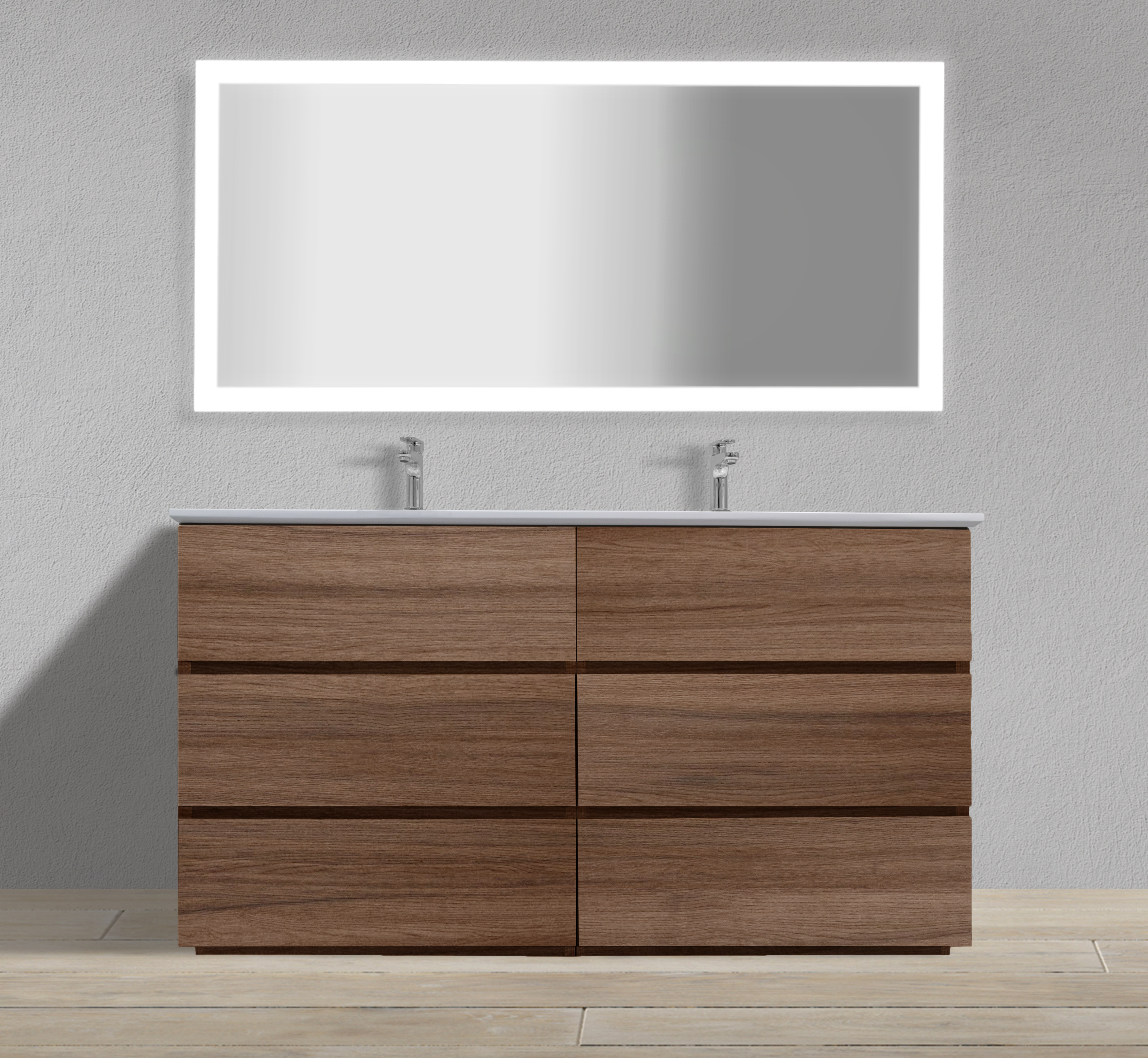 60" Freestanding Modern Vanity with Textured Countertop