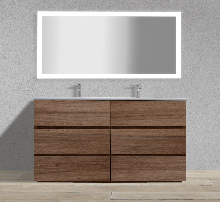 60" Freestanding Modern Vanity with Textured Countertop