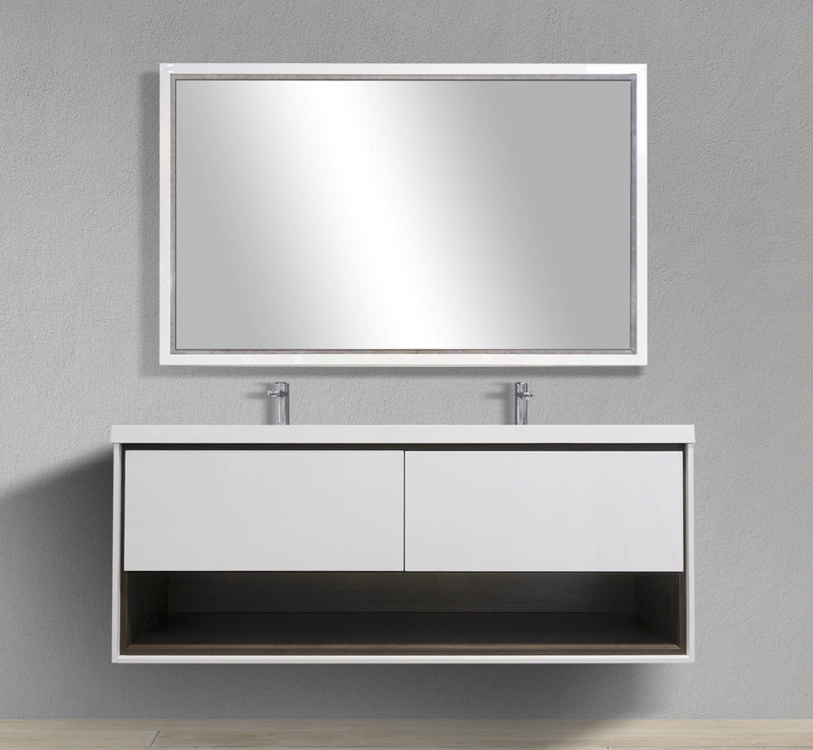 63" Wall-Mounted Melamine Vanity with Shadow Box