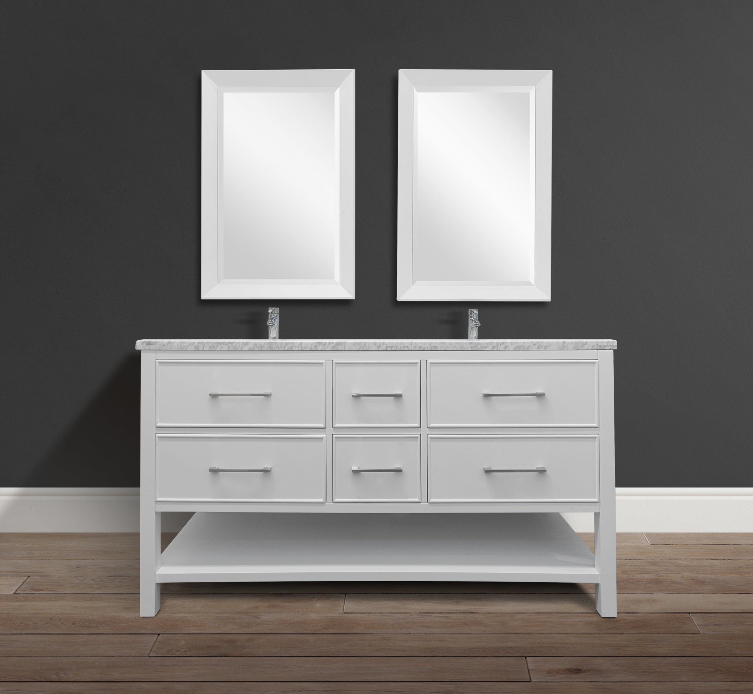 60" Open Bottom Transitional Vanity Without Countertop