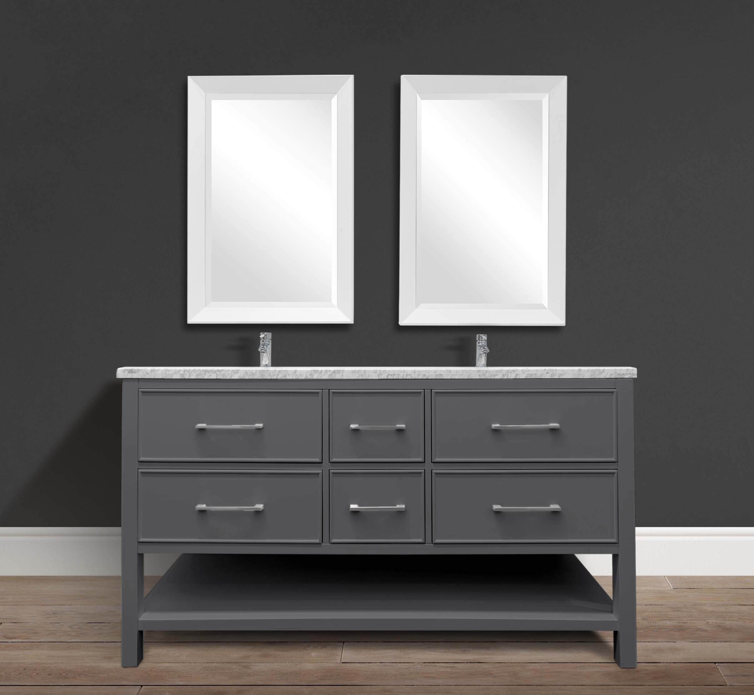60" Open Bottom Transitional Vanity Without Countertop