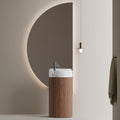 18" Freestanding Basin in Walnut With Marble Sink
