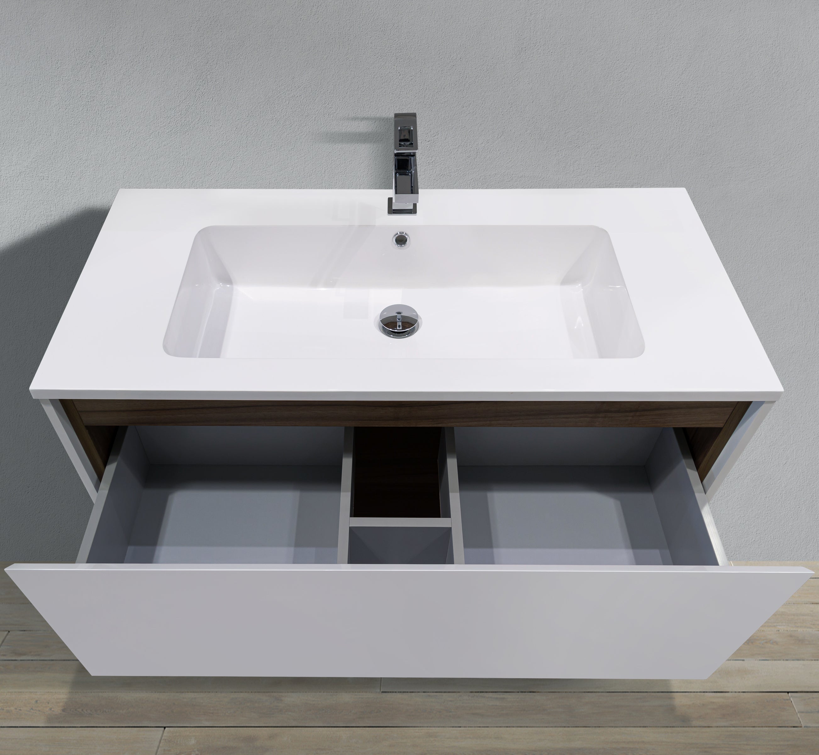 36" Wall-Mounted Melamine Vanity Without Countertop