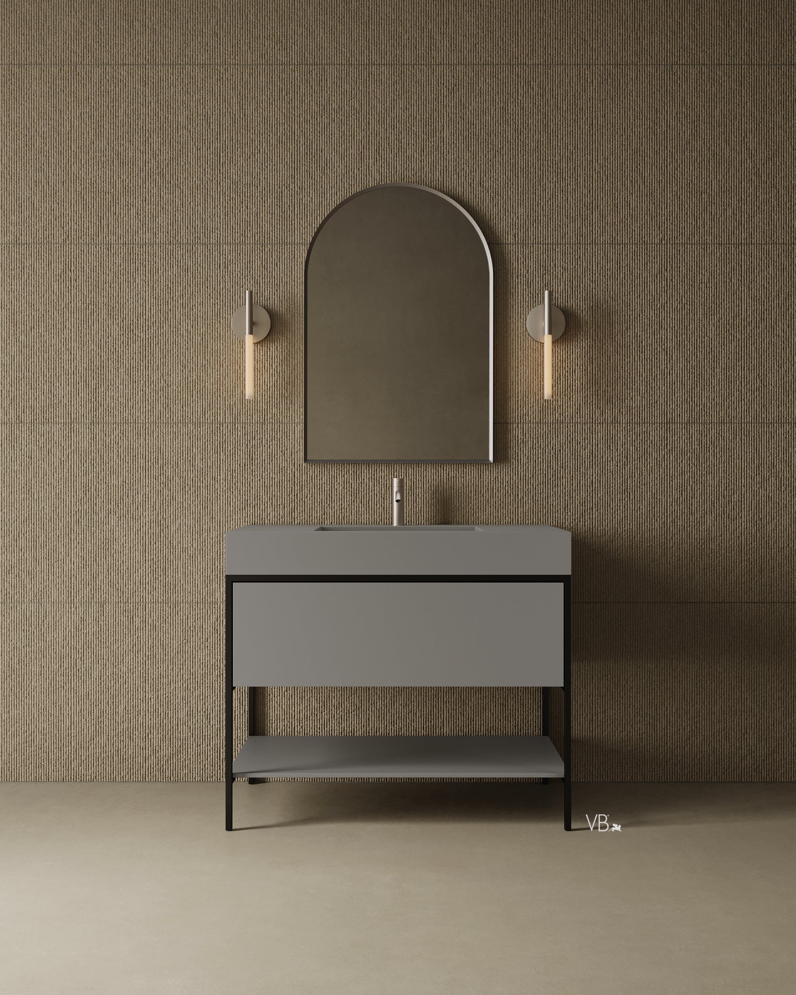 39"  Metal Frame Integrated I-Stone Sink Vanity