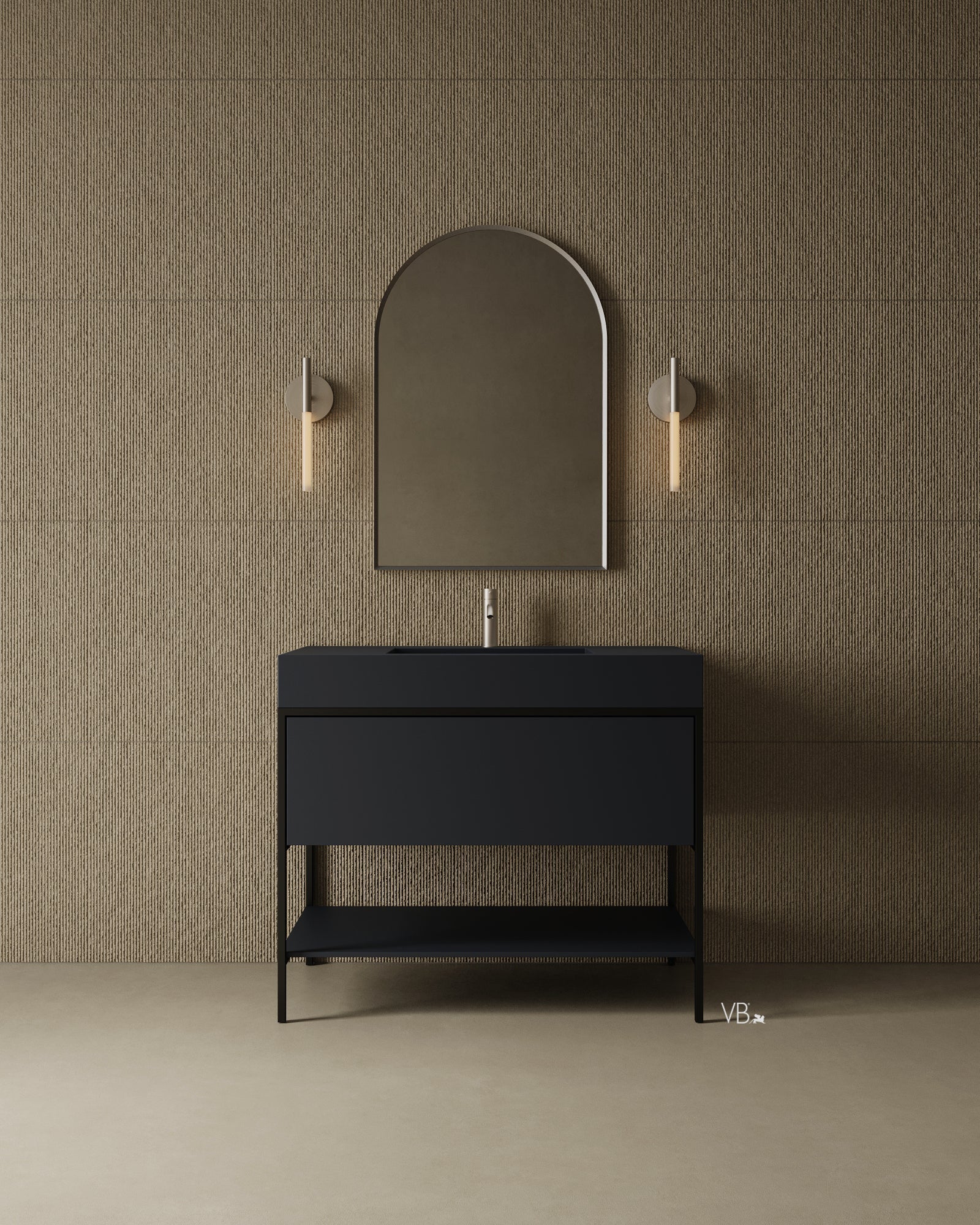 39"  Metal Frame Integrated I-Stone Sink Vanity