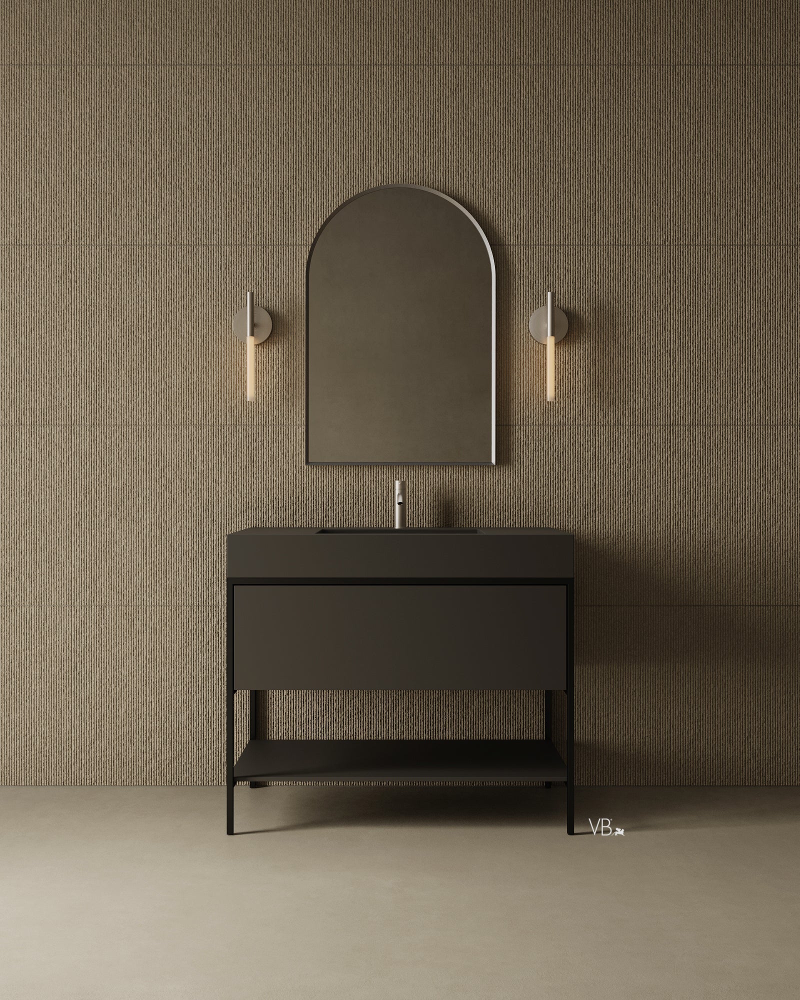 39"  Metal Frame Integrated I-Stone Sink Vanity