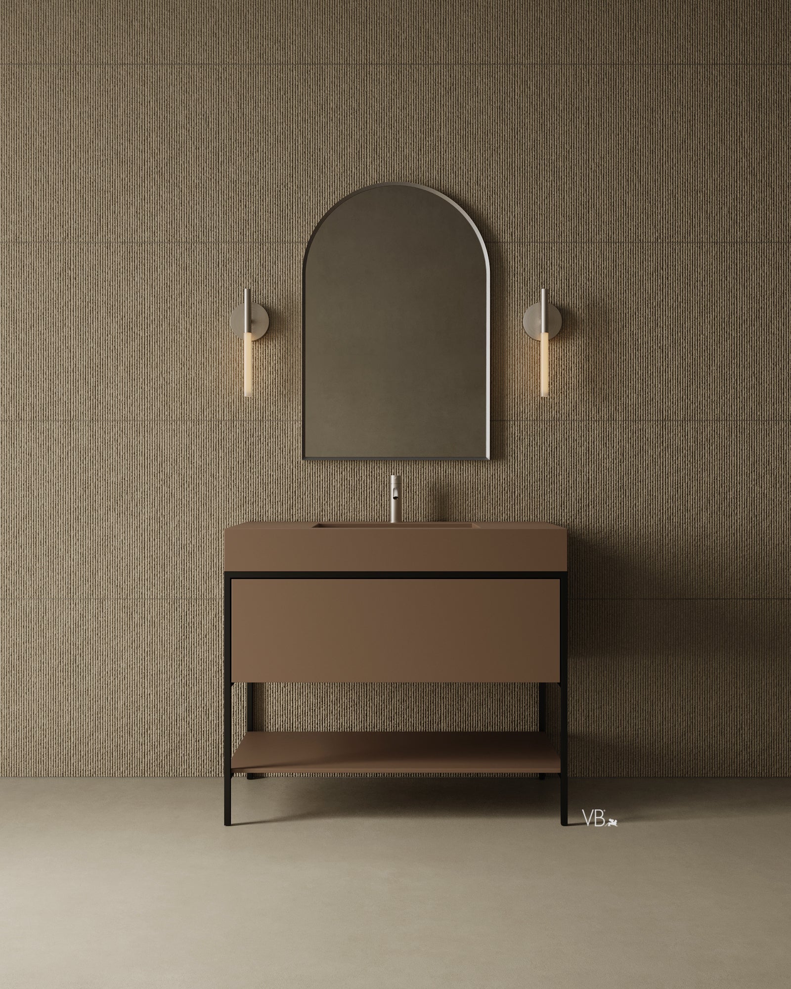 39"  Metal Frame Integrated I-Stone Sink Vanity