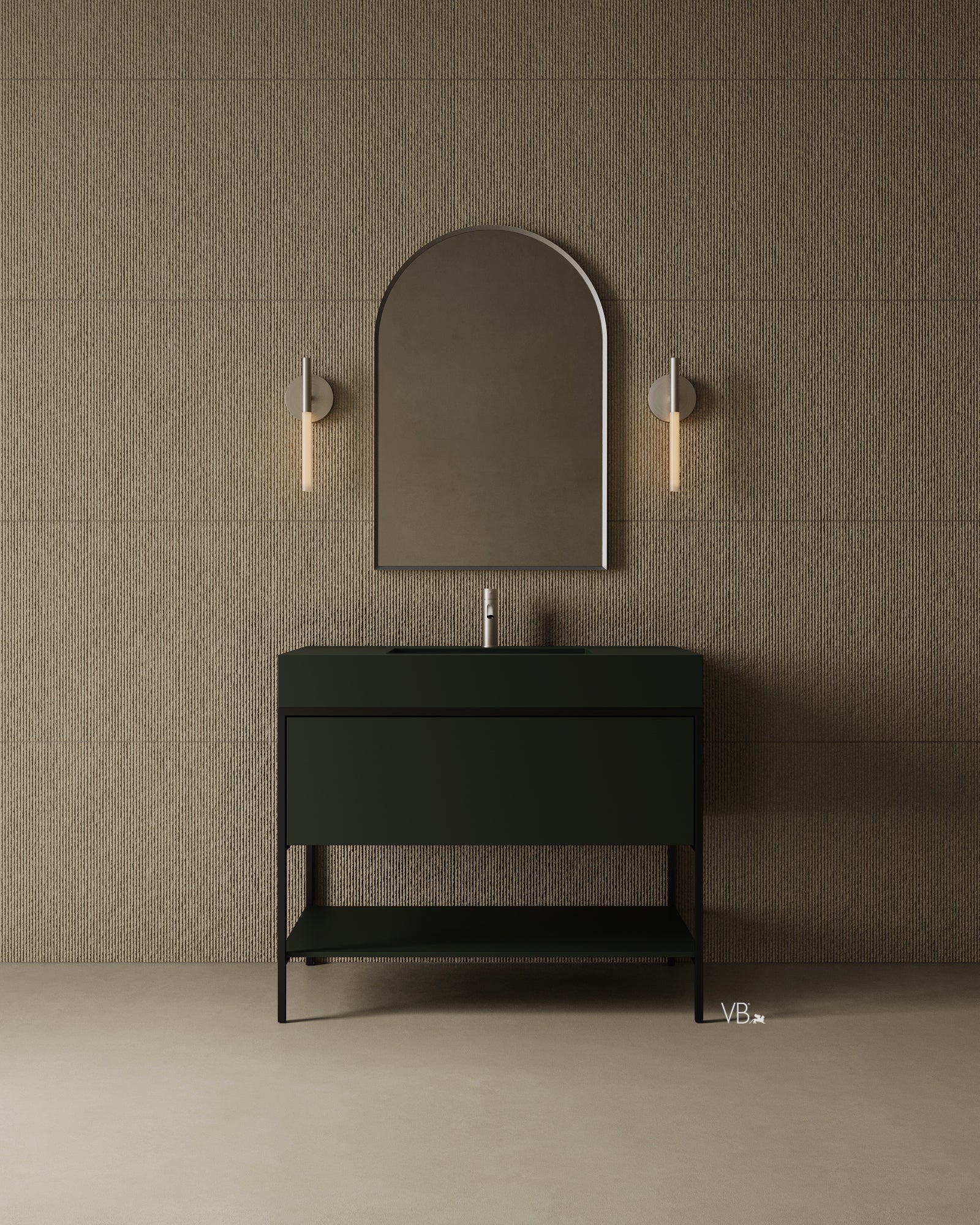 39"  Metal Frame Integrated I-Stone Sink Vanity
