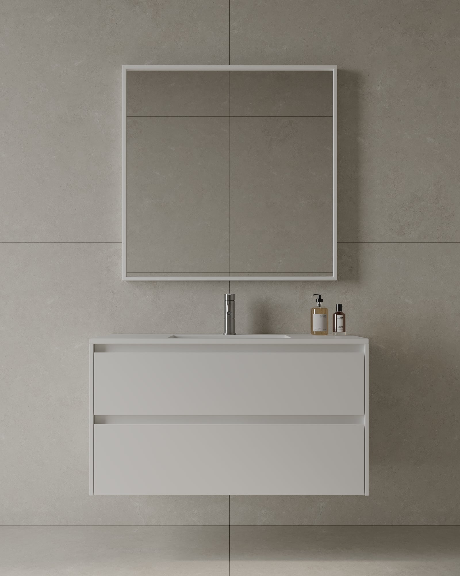 39" Wall Mounted Melamine Vanity With Acrylic Countertop