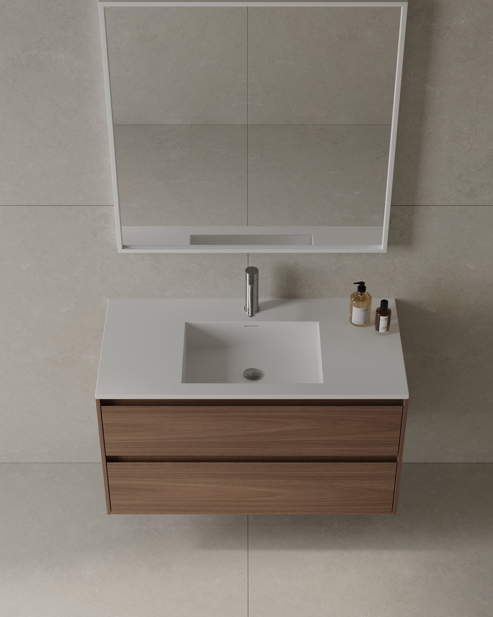 39" Wall Mounted Melamine Vanity With Acrylic Countertop