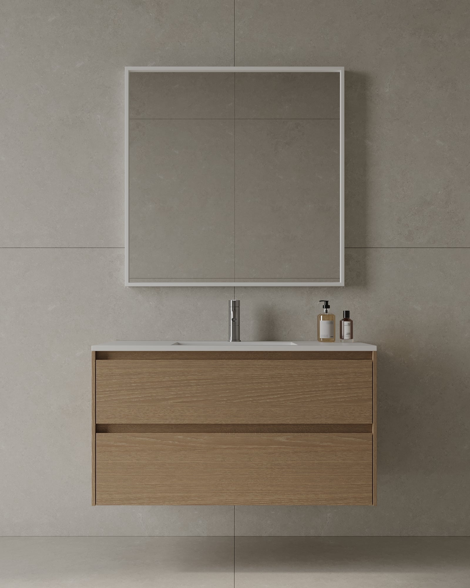 39" Wall Mounted Melamine Vanity With Acrylic Countertop