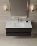 47" Wall-Mounted Wood Veneer Vanity With Solid Surface Basin