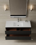 47" Wall-Mounted Wood Veneer Vanity With Solid Surface Basin