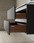 47" Wall-Mounted Wood Veneer Vanity With Solid Surface Basin