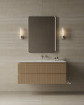 47" Wall-Mounted Wood Veneer Vanity With Solid Surface Basin