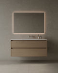 47" Wall-Mounted Wood Veneer Vanity With Solid Surface Basin