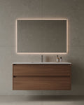 47" Wall-Mounted Wood Veneer Vanity With Solid Surface Basin