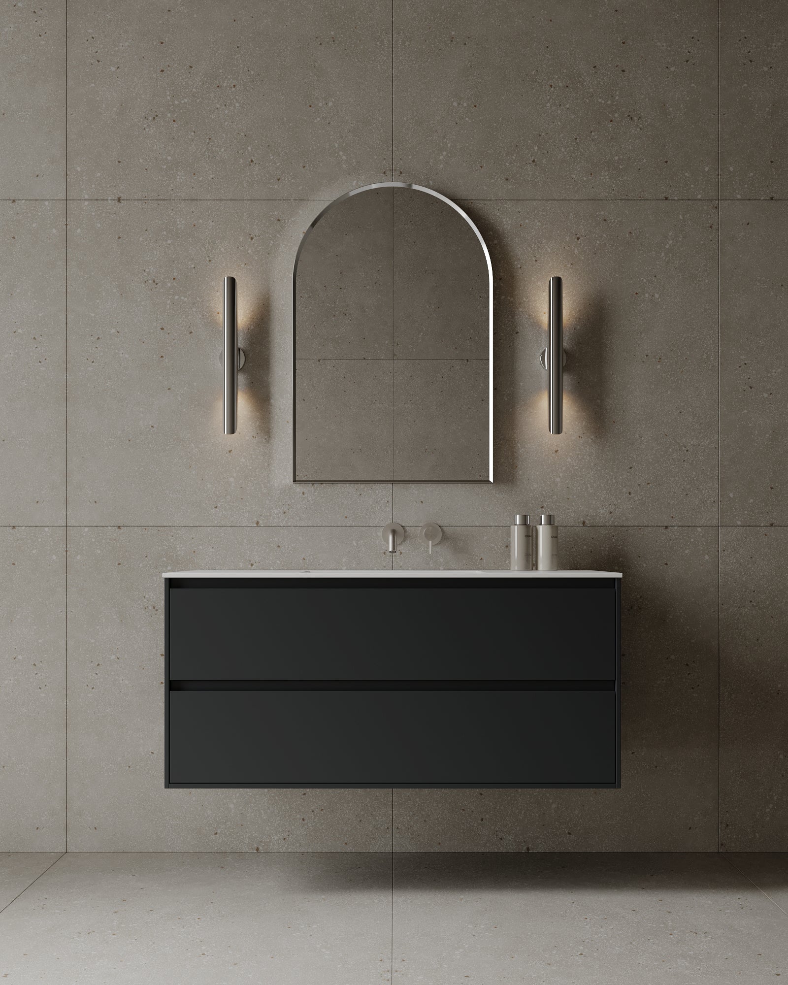 47" Wall-Mounted MDF Vanity with Solid Surface Countertop