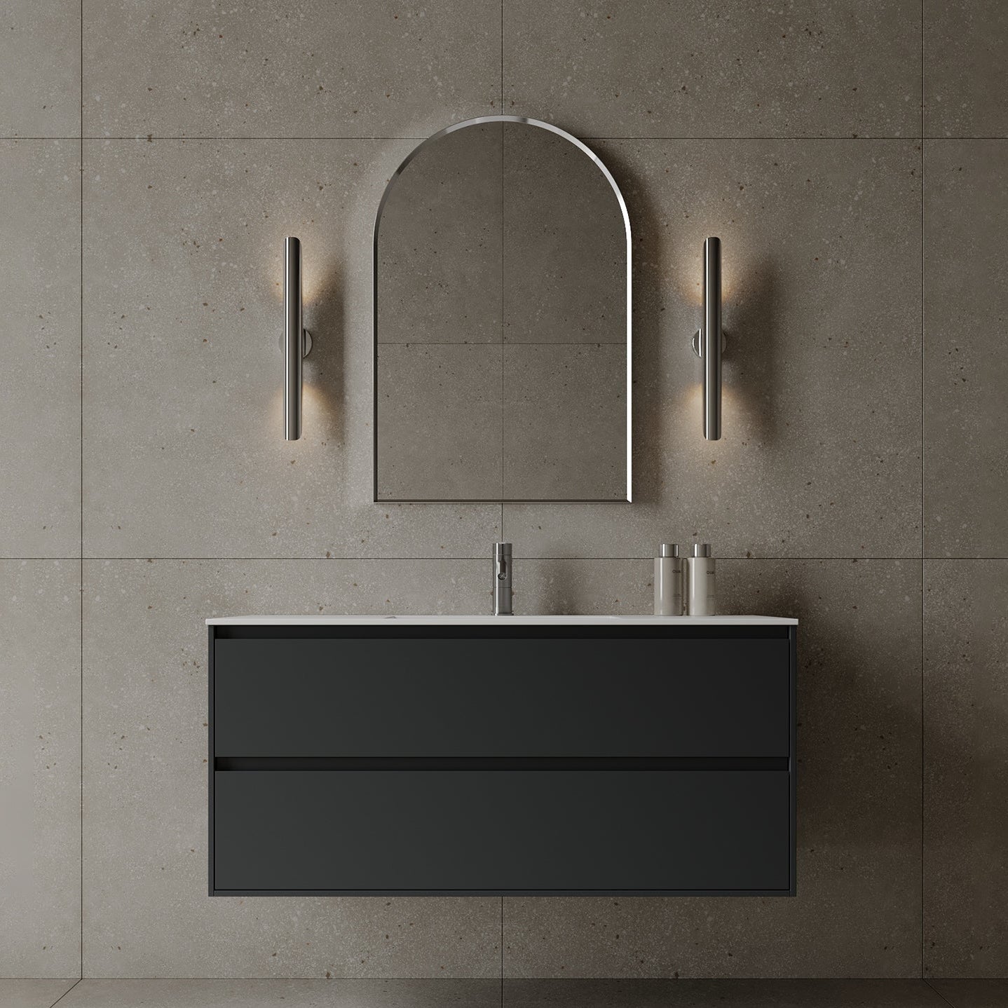 47" Wall-Mounted MDF Vanity with Solid Surface Countertop