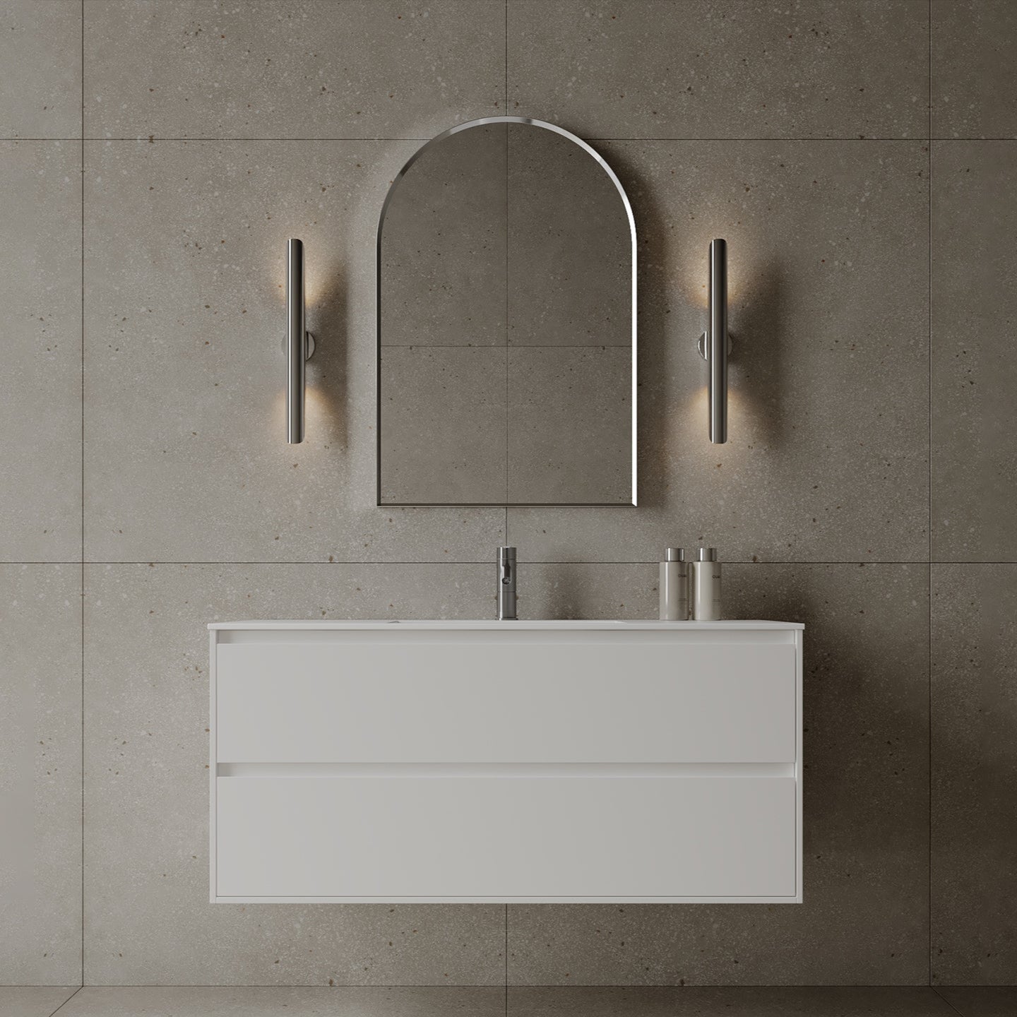 47" Wall-Mounted MDF Vanity with Solid Surface Countertop