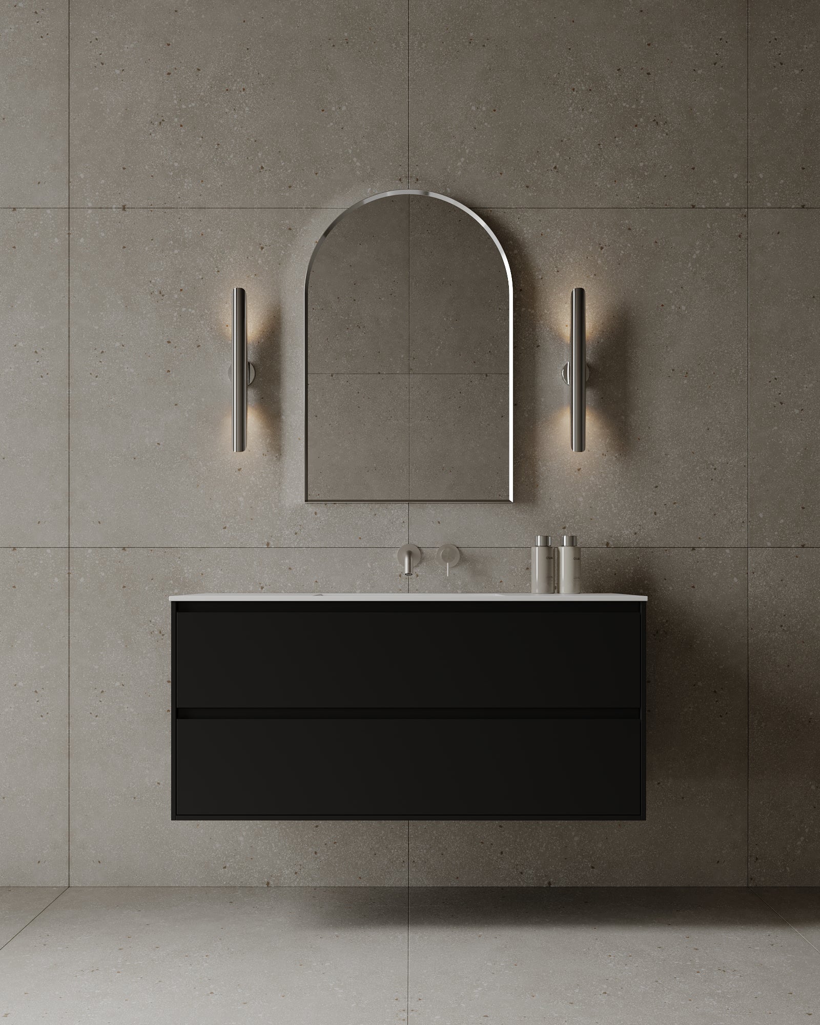 47" Wall-Mounted MDF Vanity with Solid Surface Countertop