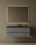 47" Wall Mounted Vanity With Black Countertop & Sink