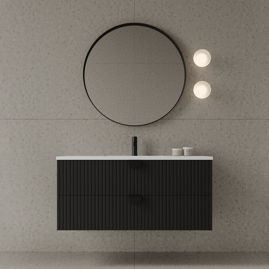 47" Wall-Mounted MDF Fluted Vanity With Acrylic Countertop
