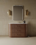 47" Freestanding Wood Veneer Vanity With Marble Countertop