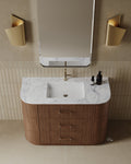 47" Freestanding Wood Veneer Vanity With Marble Countertop