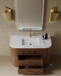 47" Freestanding Wood Veneer Vanity With Marble Countertop