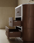 47" Freestanding Wood Veneer Vanity With Marble Countertop
