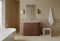 47" Freestanding Wood Veneer Vanity With Marble Countertop