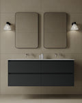 55" Wall-Mounted MDF Vanity with Solid Surface Countertop
