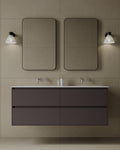 55" Wall-Mounted MDF Vanity with Solid Surface Countertop