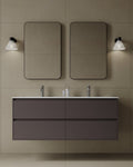 55" Wall-Mounted MDF Vanity with Solid Surface Countertop