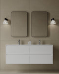 55" Wall-Mounted MDF Vanity with Solid Surface Countertop