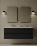 55" Wall-Mounted MDF Vanity with Solid Surface Countertop