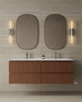 59" Wall-Mounted Wood Veneer Vanity With Solid Surface Basin