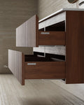 59" Wall-Mounted Wood Veneer Vanity With Solid Surface Basin