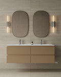 59" Wall-Mounted Wood Veneer Vanity With Solid Surface Basin