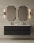 59" Wall-Mounted Wood Veneer Vanity With Solid Surface Basin