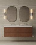 59" Wall-Mounted Wood Veneer Vanity With Solid Surface Basin