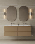 59" Wall-Mounted Wood Veneer Vanity With Solid Surface Basin